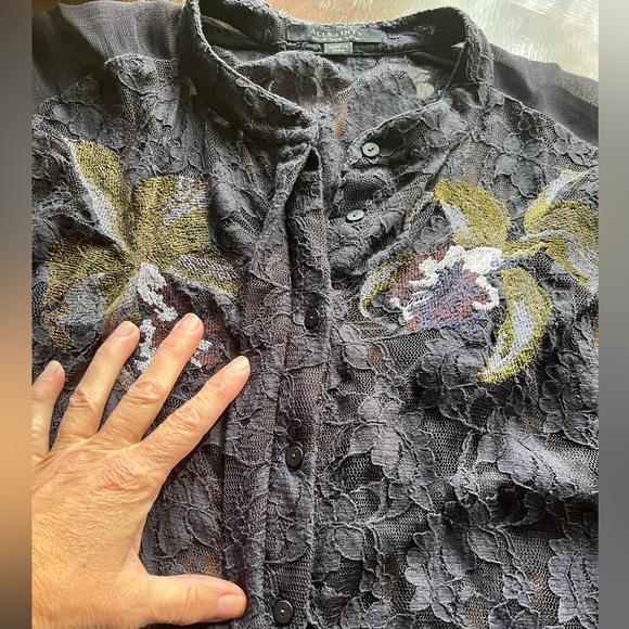 DARK NAVY LACE ALL SAINTS EMBROIDERED TANK TOP - Picture 9 of 12